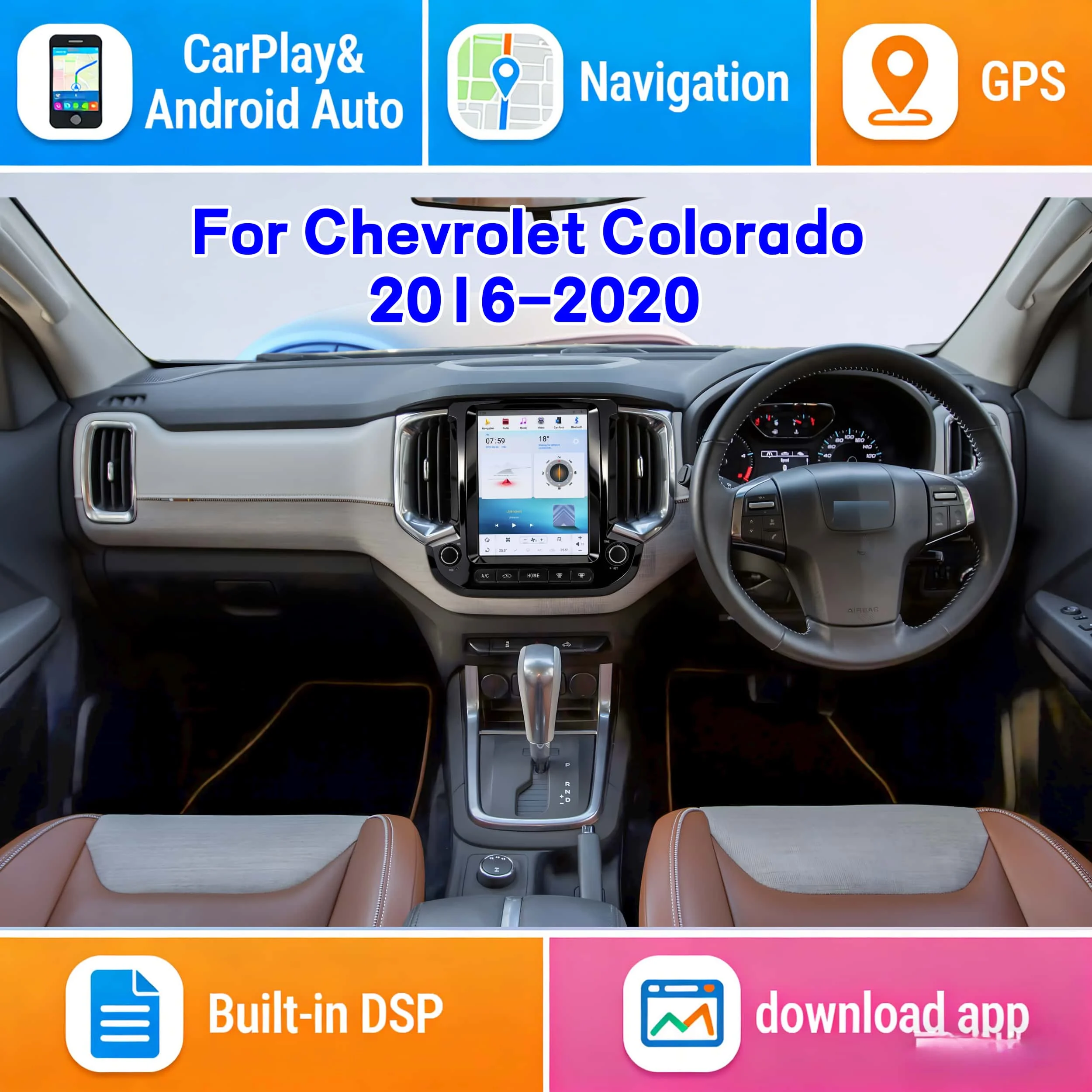

10.4'' Wireless CarPlay Android Auto For Chevrolet Colorado 2016-2020 Car Stereo Radio Touch Screen GPS Navigation Head Unit