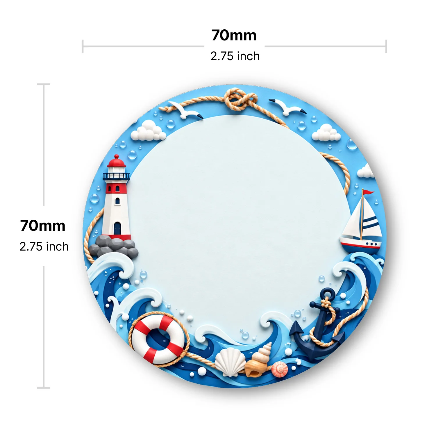 2PCS Nautical Round Sticky Notes 100 Sheets Lighthouse Sailboat Anchor Ocean Wave Memo Pads Office School Stationery