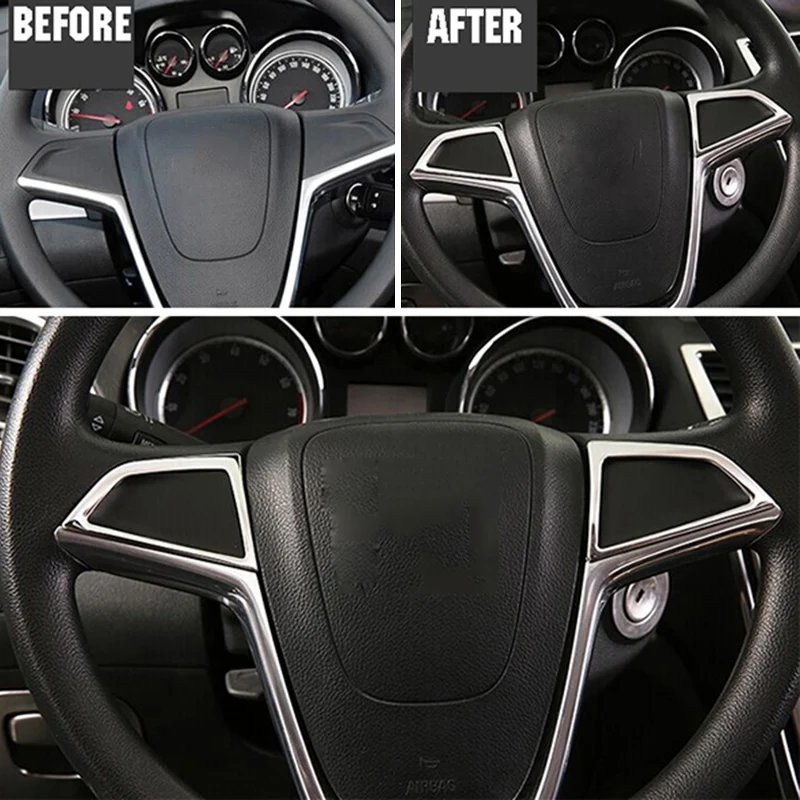 For Buick Encore Opel/Vauxhall Mokka X 2013 2014 2015 2016 2017 2018 Chrome Steering Wheel Panel Cover Trim Molding Decoration