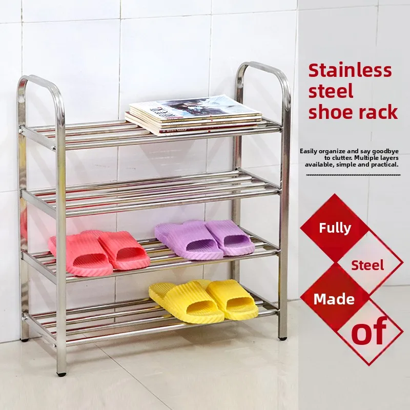 Economic Stainless Steel Shoe Rack Multi-Layer Simple Home Storage Shoe Cabinet Dormitory Bedroom Dustproof Shoe Stand