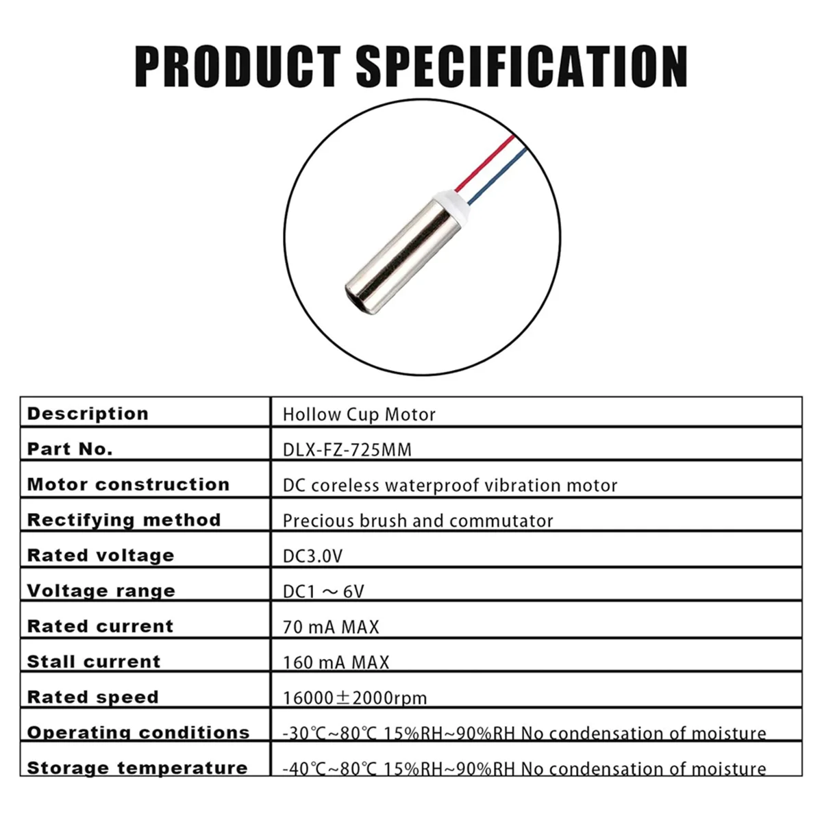 ABJS 6 SZT. Bezrdzeniowy Silnik Wibracyjny DC 7X25Mm Wodoodporny Silnik Wibracyjny 1-6V 8000-2000RPM Odpowiedni do Urządzeń Wibracyjnych