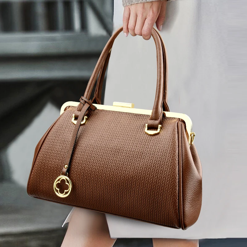 

Middle-aged lady, mom's bag, fashionable single-shoulder bag, versatile handbag, simple soft leather crossbody bag