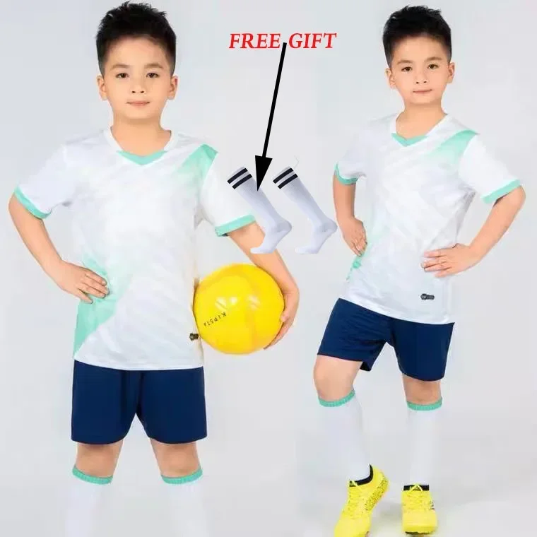 22 Children Football Jerseys Men Boys Soccer Clothes Sets Short Sleeve Kids Football Uniforms Adult Kids Soccer Tracksuit Jersey