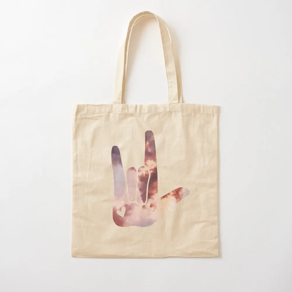 Cloudy Sign Language I Love You Tote Bag Shopper bag Eco bag shopping bags foldable