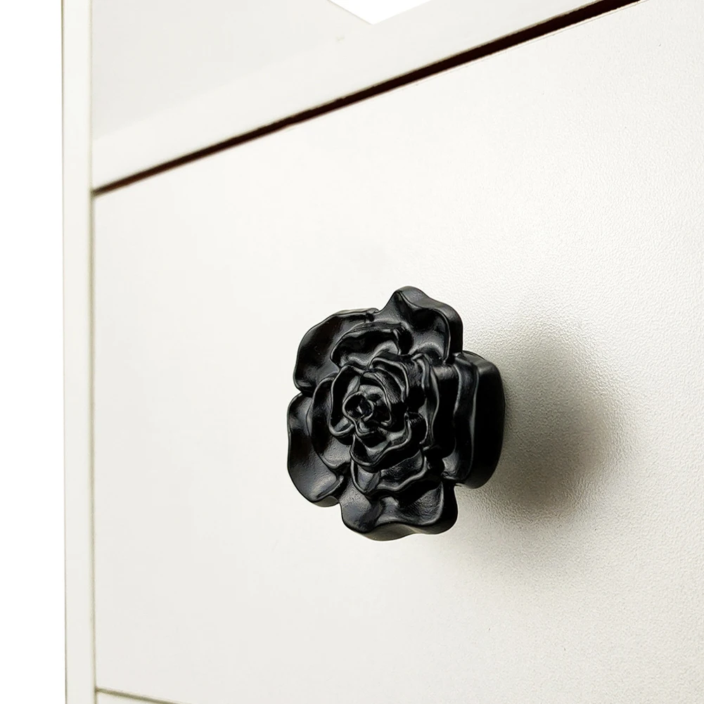 Whimsical Rose Design Knob Cabinet Hardware Child Room Decor Rose Shape Knob Whimsical Touch Child-friendly Use Elegant Design