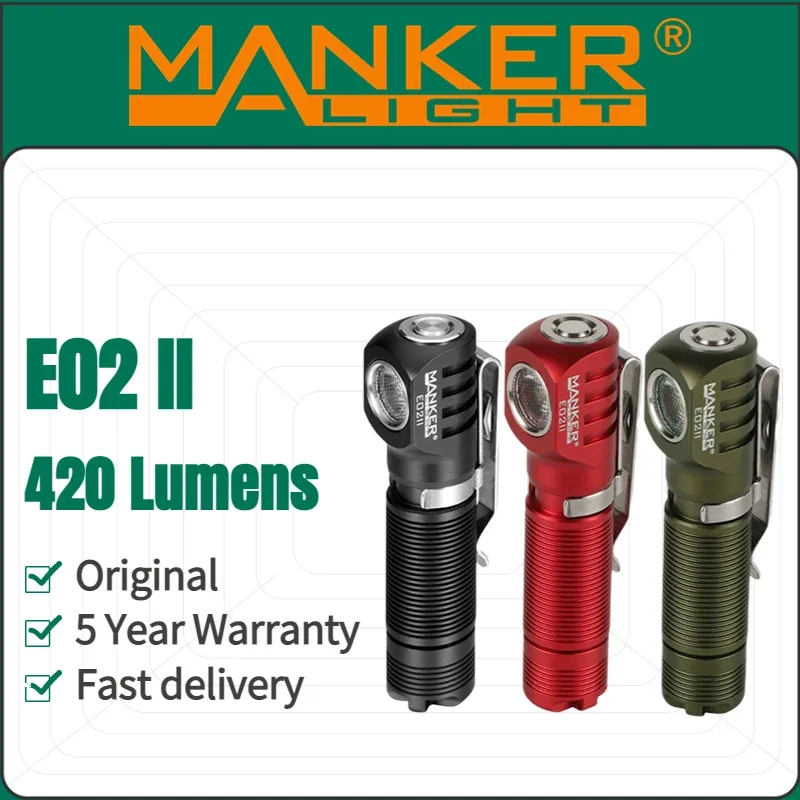 Manker-磁気LEDヘッドランプE02,420ルーメン,光源,内蔵磁気テールとリバーシブル,単4/10440バッテリー,WE20