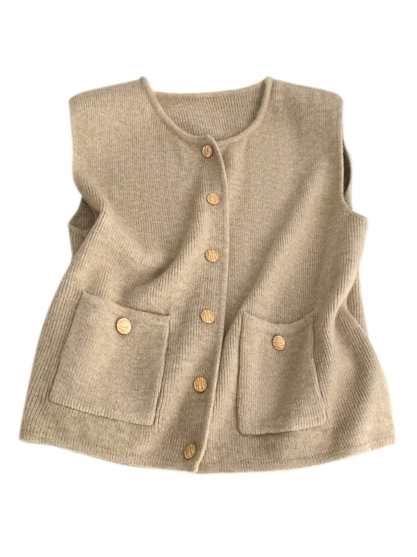 Haut de gilet tricoté Ele pour femmes Saison d'automne Bouton unique Svel Layering Faion Commute Sle rond Ne Regular L...