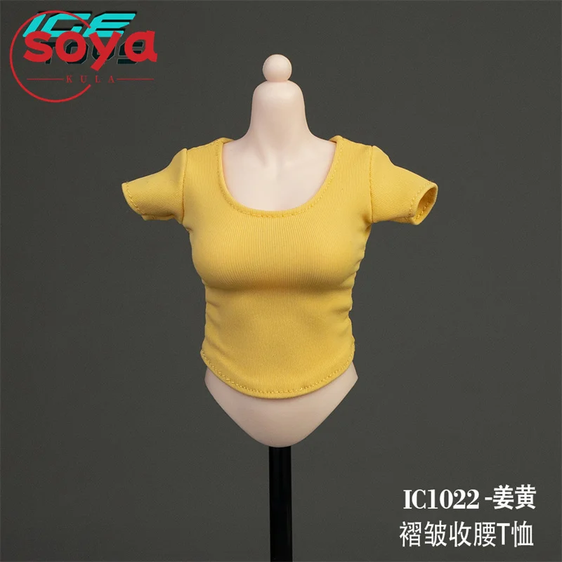 الجليد لعب IC1022 1/6 مقياس التجاعيد الخصر تي شيرت منحني ملابس قصيرة الأكمام نموذج صالح 12 "أنثى الجندي عمل الشكل الدمى