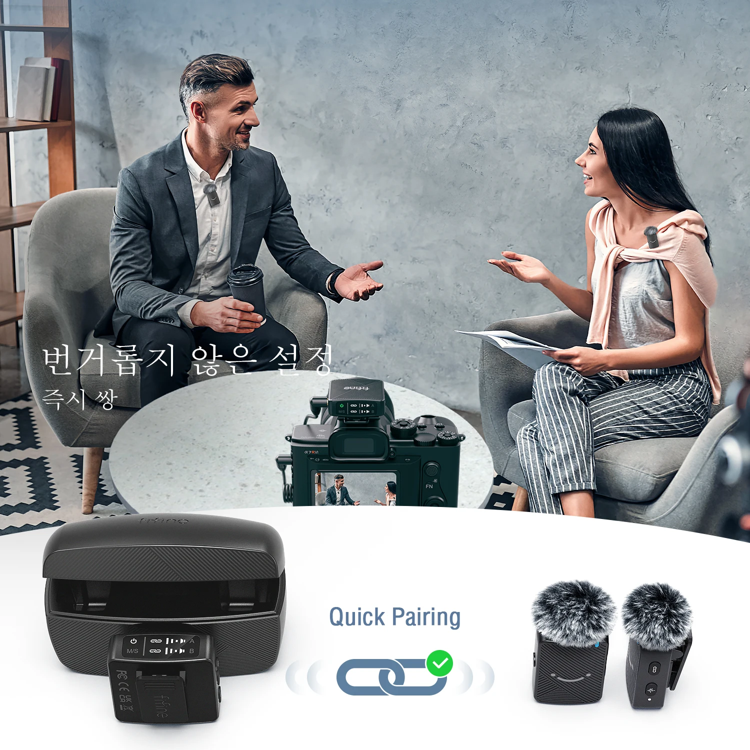 FIFINE M9 무선 라발리에 마이크, 무선 라펠 마이크 시스템, 브이로그 녹화용, 아이... - 1