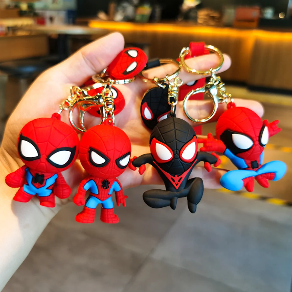 Disney Marvel Spider-Man Keychain Cartoon Comics Avengers Series Key Ring Pendant Ornaments Jewelry Gifts for Friends