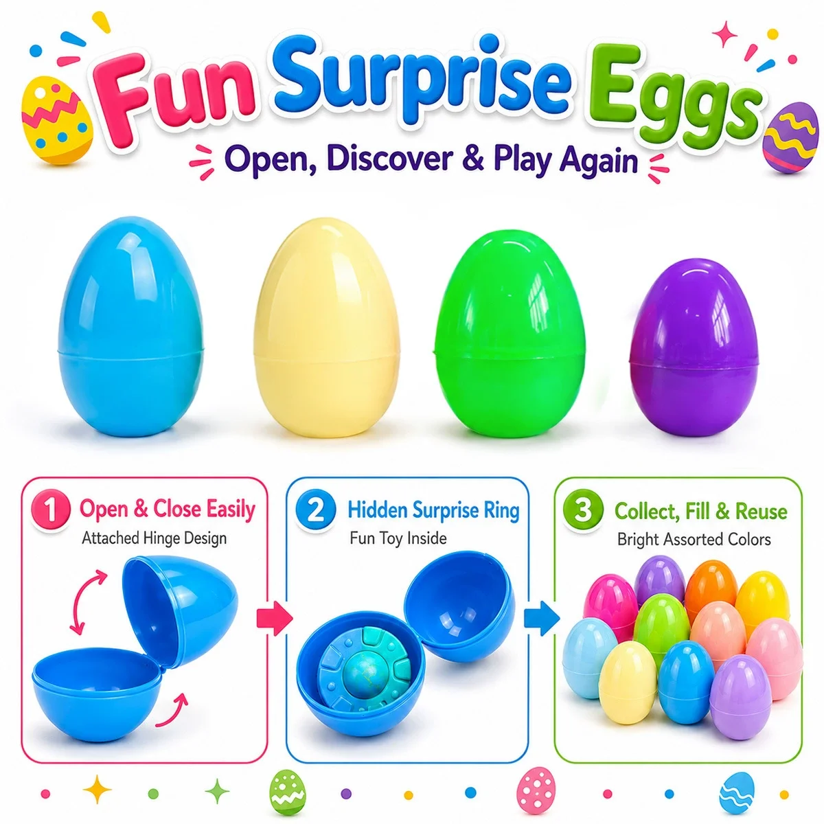 Pastel Plastic Easter Eggs Bulk Pack Fillable Basket Stuffers for Classroom Prizes Decorations And Easter Egg Hunt Supplies