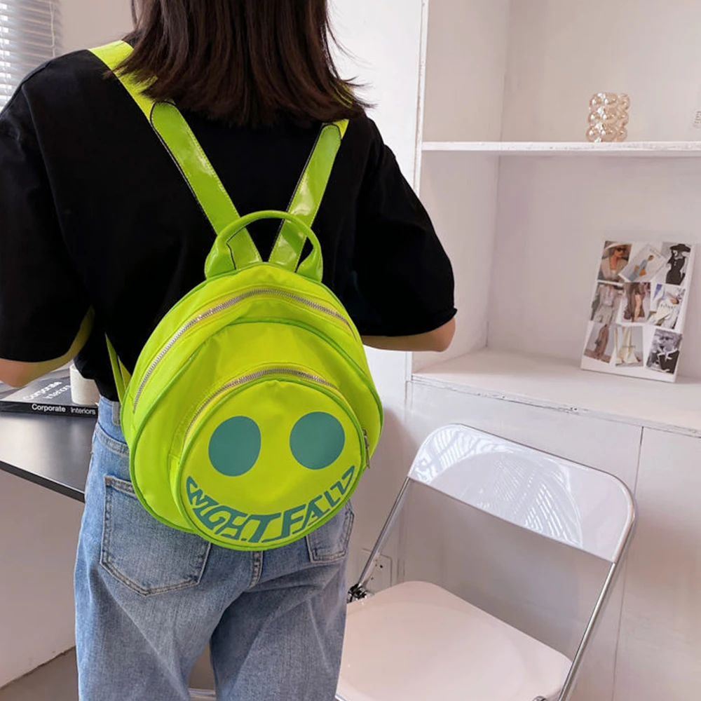 SYZM Fashion Devil Smiling Face Backpack  Individual Round Bags Summer Women Girls Backpack Small Children Shoulders Bag