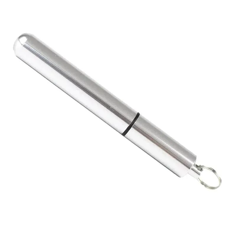 1pc Silver Aluminum Alloy Cigarette Box Waterproof Case Pill Toothpick Capsule Holder With Keychain Mens Gift