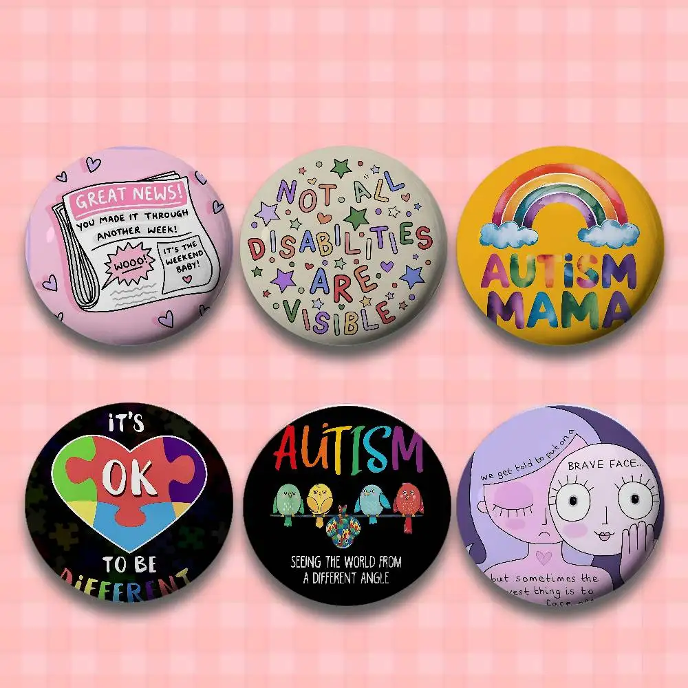 Autismus Akzeptanz Kreative Slogan Abzeichen Weißblech Soft Button Pin Brosche Metall Abzeichen Benutzerdefinierte Schmuck Zubehör Hut Tasche Revers