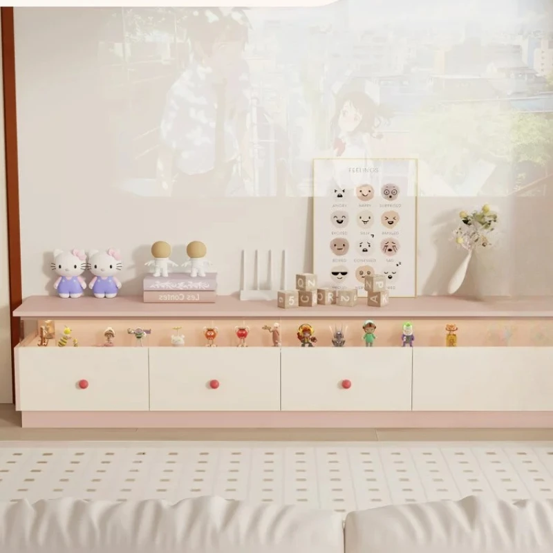 Figure TV cabinet storage cabinet integrated living room home floor-standing cherry blossom pink dopamine display