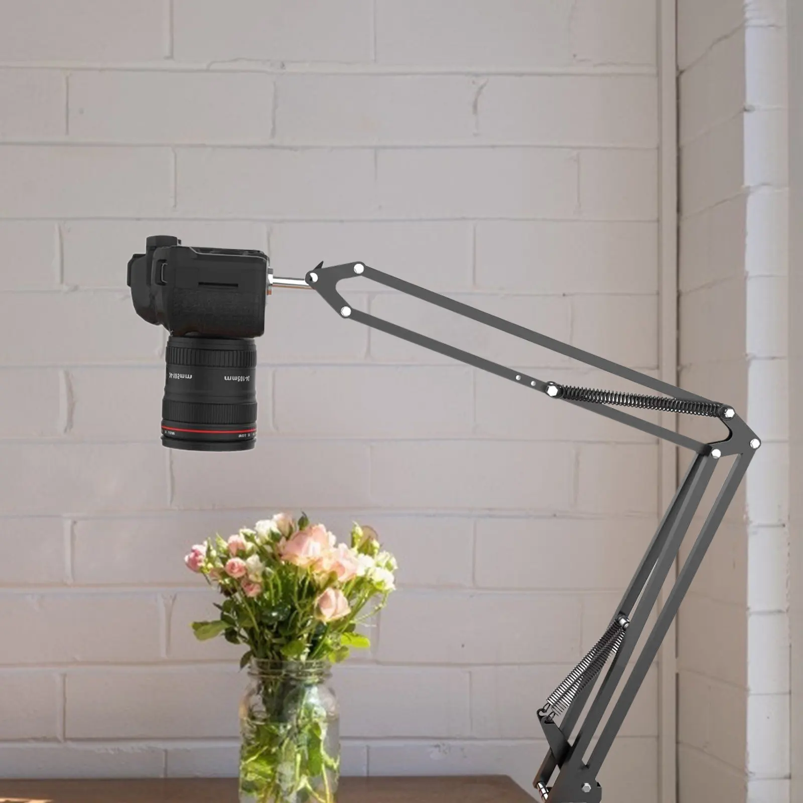 Webcam Stand Adjustable Suspension Boom Scissor Arm Folding Desktop Clamp Holder Stable Suitable for Webcam Action Camera
