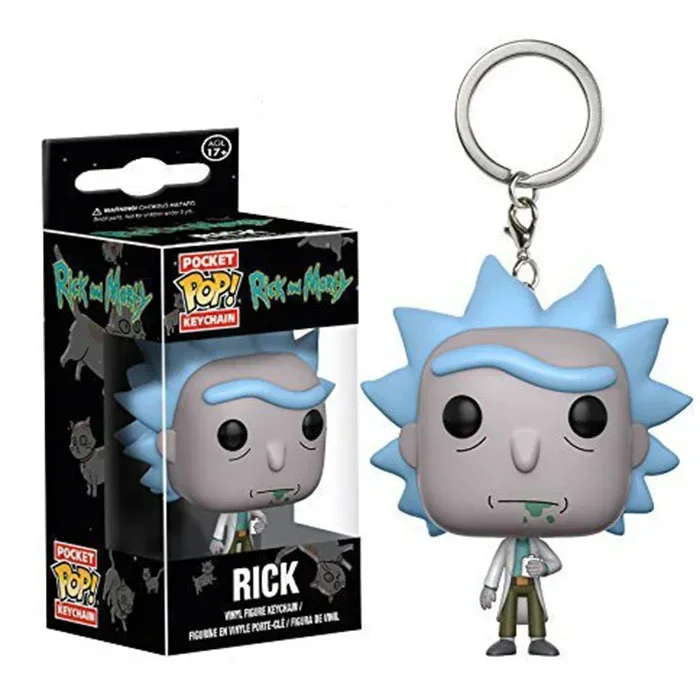 FUNKO POP Pickle  Morty HOLOGRAM Rick CLONE Keychain Toy Mr Meeseeks Snowball Action Figure Toys Model Doll Toy