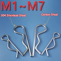 1 ~ 50 Uds M1M1.2M1.5 ~ M7 resorte en forma de R Pin de acero al carbono/agujero inoxidable 304 forma de onda Clip dividido abrazadera pelo Tractor Pin para coche