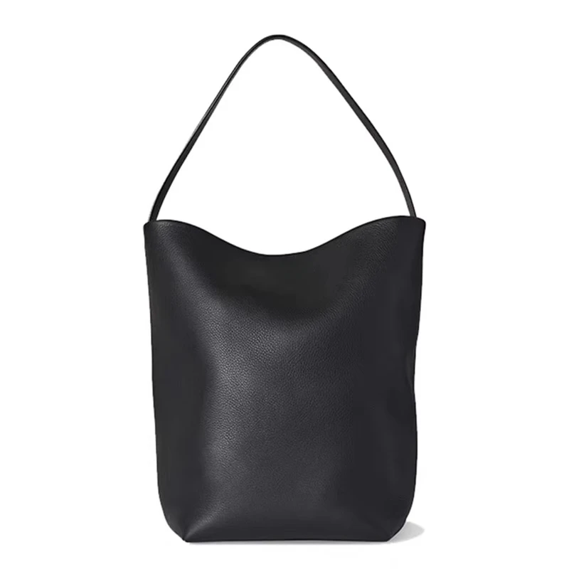 Women Cowhide Shoulder Bag Female Handbag Bucket Classic Lcu Lychee Patterned Tote Bags Solid Color Single Shoulder Bags