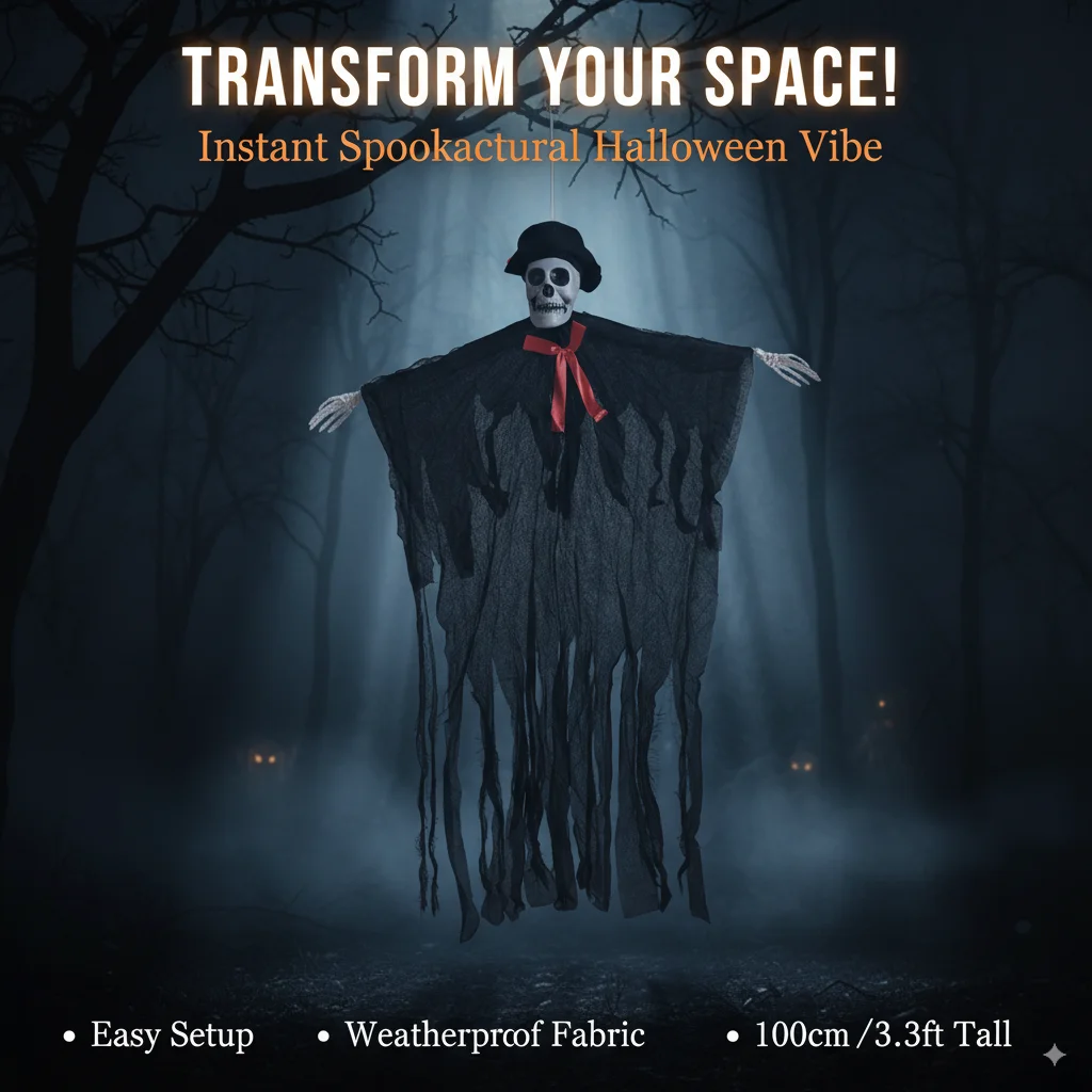 

Spooky Halloween Ghost Skeleton Prop for Haunted House Indoor Outdoor Yard Decoration Party Scary Atmosphere Home Garden Use