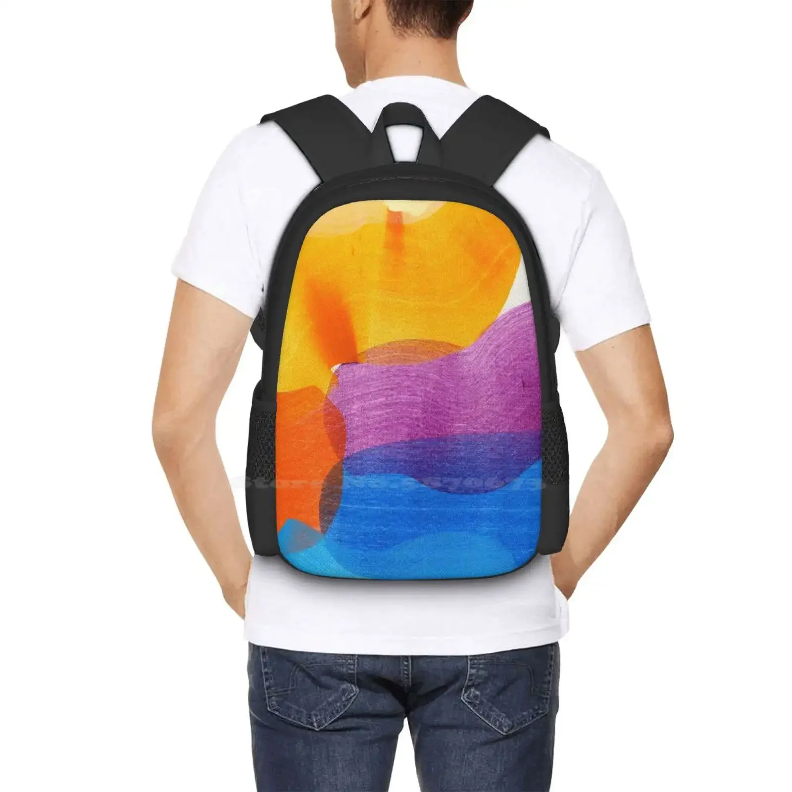 السماء الزرقاء وأشعة الشمس 01 رائجة البيع حقيبة مدرسية على ظهره حقائب الموضة اللوحة مجردة التعبيرية مجردة كلير Desjardins #6