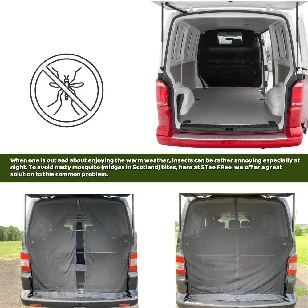 1PCS RV Tailgate Curtains Barn Privacy Curtain Fly Screen Mosquito For Vw T5 T6 Transporter RV Motohome Protection Accessories