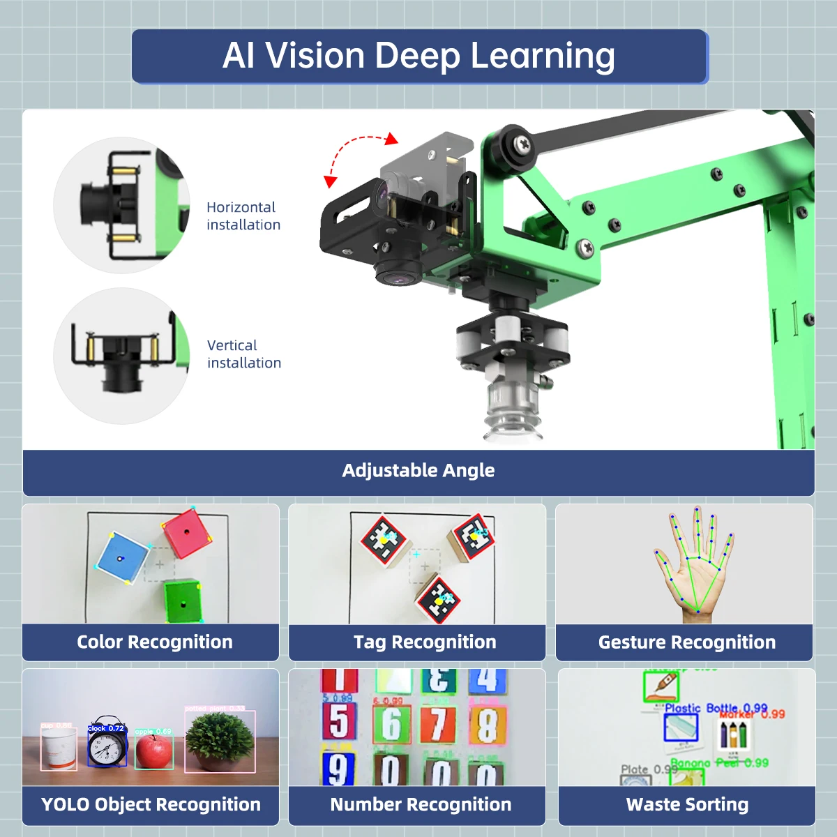 Hiwonder JetMax Python Programmable JETSON NANO ROS Open Source AI Vision Recognition Robot Educational Robotic Arm Kits