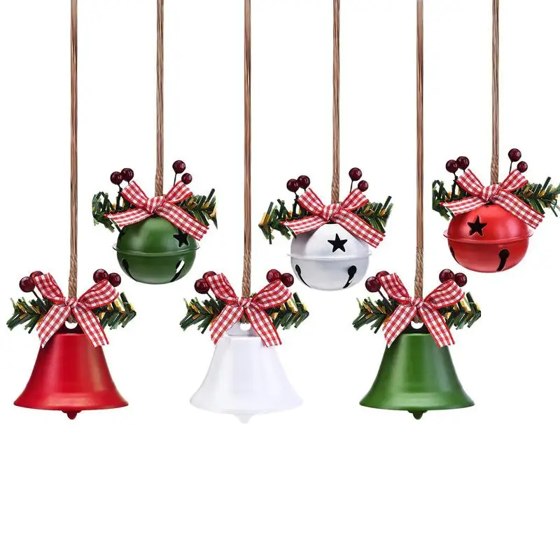 Large Christmas Bells 6Pcs Large Size Bell Pendant Ornaments White Red Green Christmas Tree Bell Party Favors Holiday Decoration