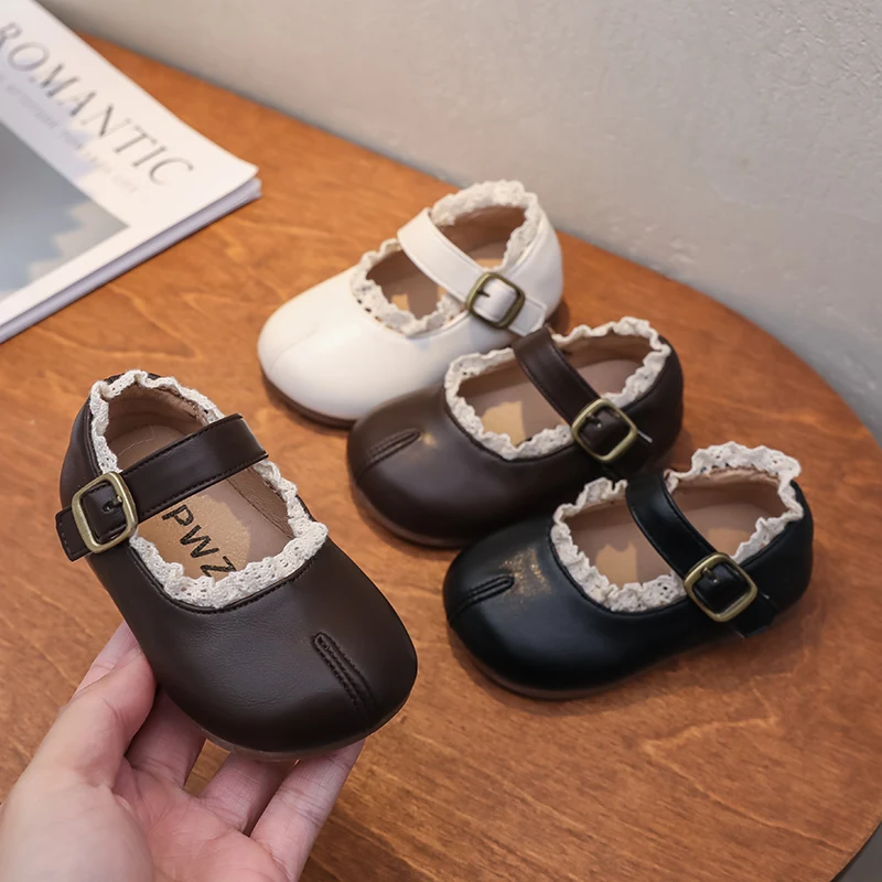 

Baby Girls Leather Shoes Spring Autumn Children Lace Birthday Party Princess Shoes Non-slip Soft Sole Kids Lightweight Shoes