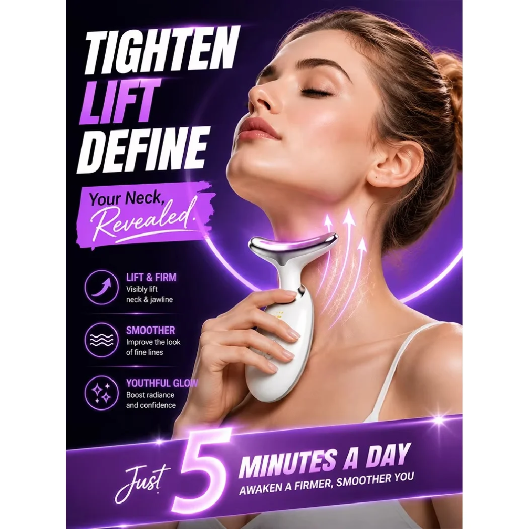 Facial Neck Massager EMS Microcurrent Beauty Device Skin Tightening Tool Vibration Massage for Face Neck Daily Care