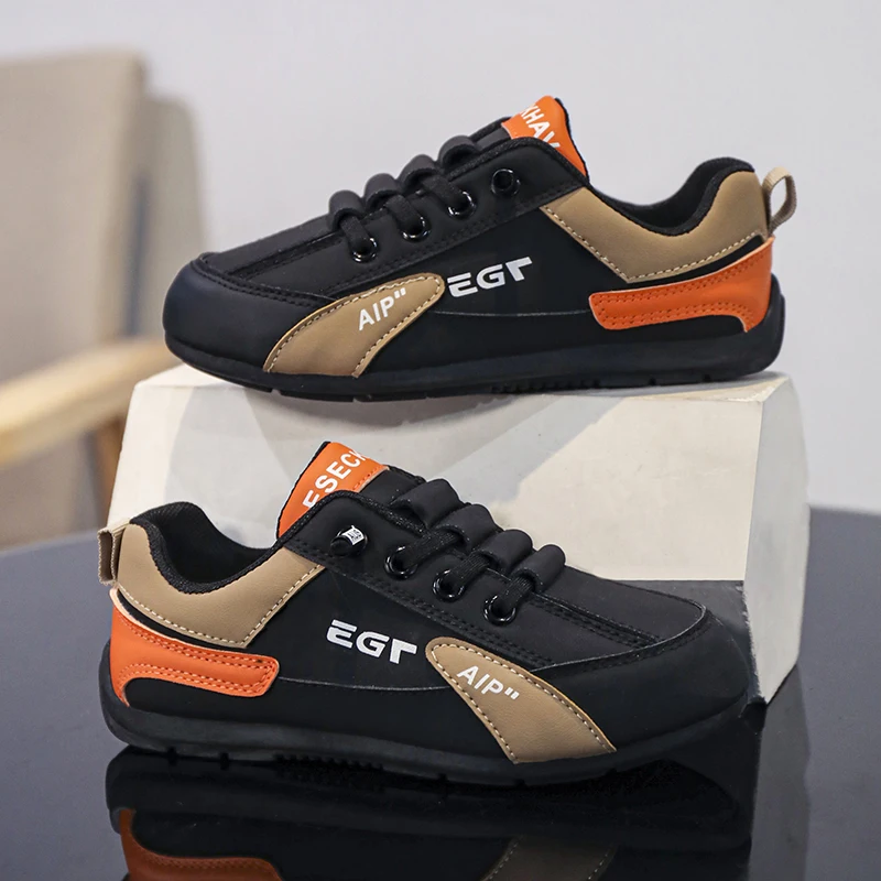 

Кроссовки для мальчиков, осенняя детская повседневная обувь из искусственной кожи, элегантная удобная прогулочная обувь для мальчиков, уличная спортивная обувь