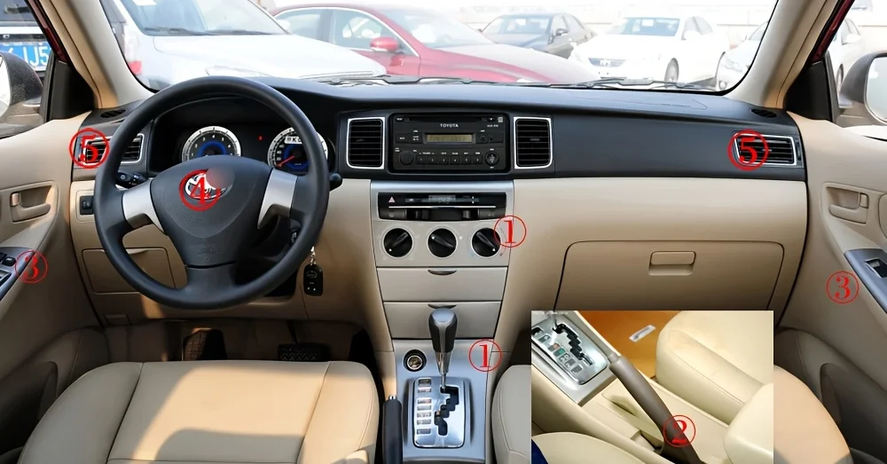 

Для Toyota Carola 2002-2006 внутренняя центральная панель управления дверная ручка 5D наклейки из углеродного волокна наклейки аксессуары для стайлинга автомобилей