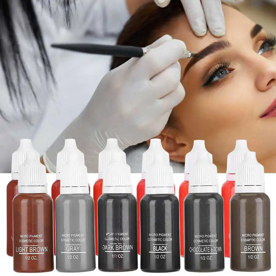 

6pcs Eyebrow/Lip Tattoo Pigment Set Microblading Semi-Permanent Plant Extract Beauty Makeup Tattoo Ink Kit Pigment Cosmetic 15ml