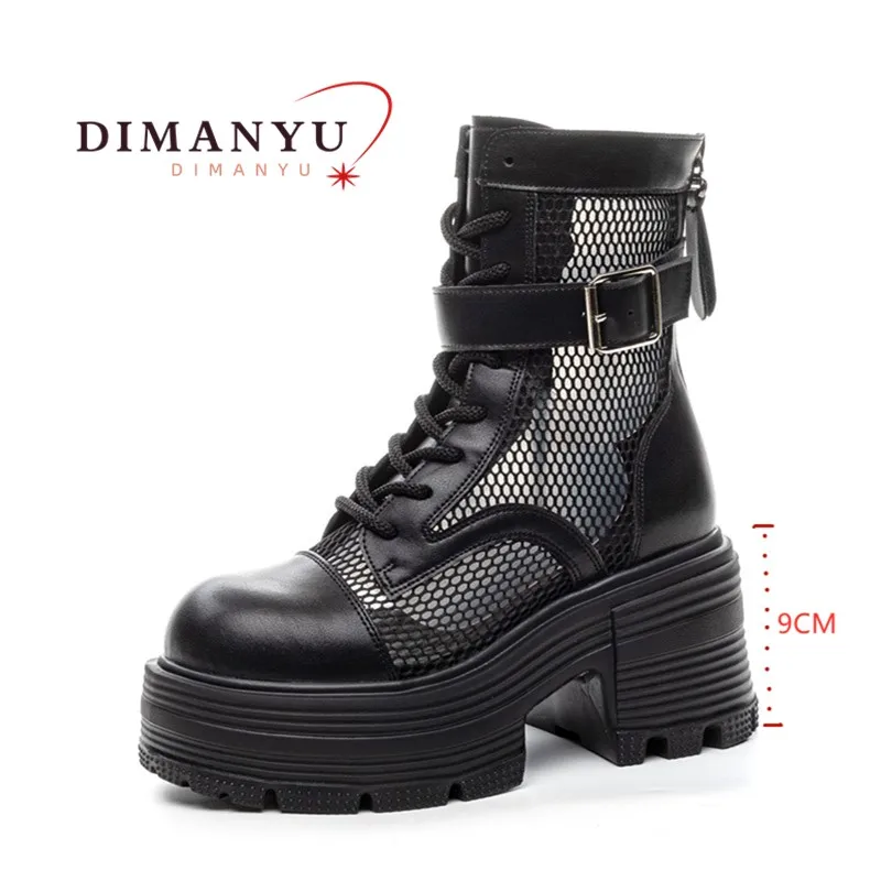 DIMANYU Women's Summer Boots High Heel 2025 New Platform Mesh Boots Women 9cm Heel High Breathable Women's Ankle Boots