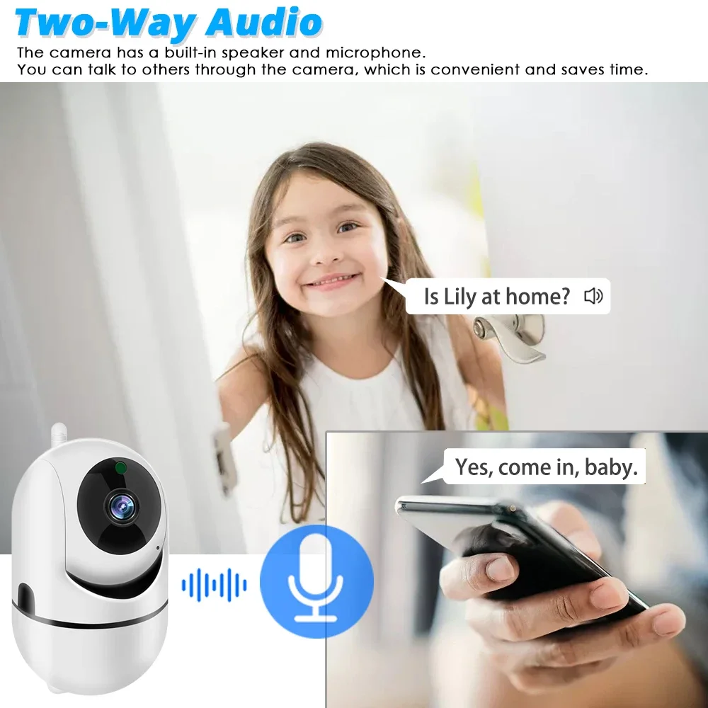 Caméra de surveillance intérieure PTZ IP WiFi HD 5MP/360 °, dispositif de sécurité sans fil, avec suivi automatique, babyphone vidéo et vision nocturne, pour maison connectée, Tuya