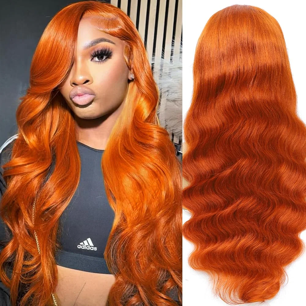 Orange Ginger 200 Density Colored Wigs Human Hair Body Wave 13x6 Hd Lace Frontal Wig Water Wave 13x4 Lace Front Wig for Women