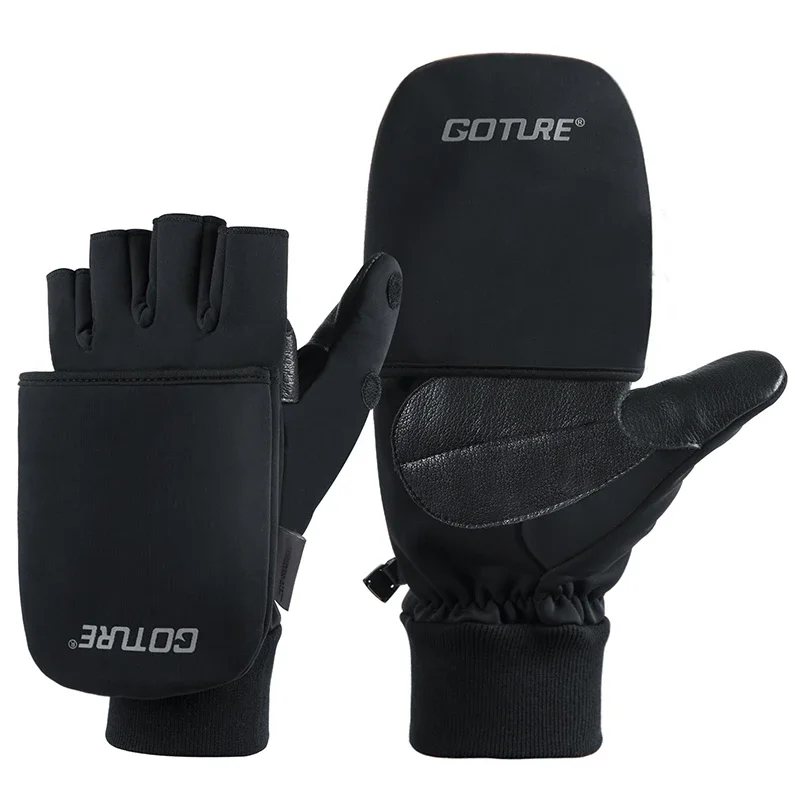 Goture Fishing Gloves PU Breathable Leather Half/ Full Finger Gloves Non-slip Waterproof for Cycling Fishing Running Accessories