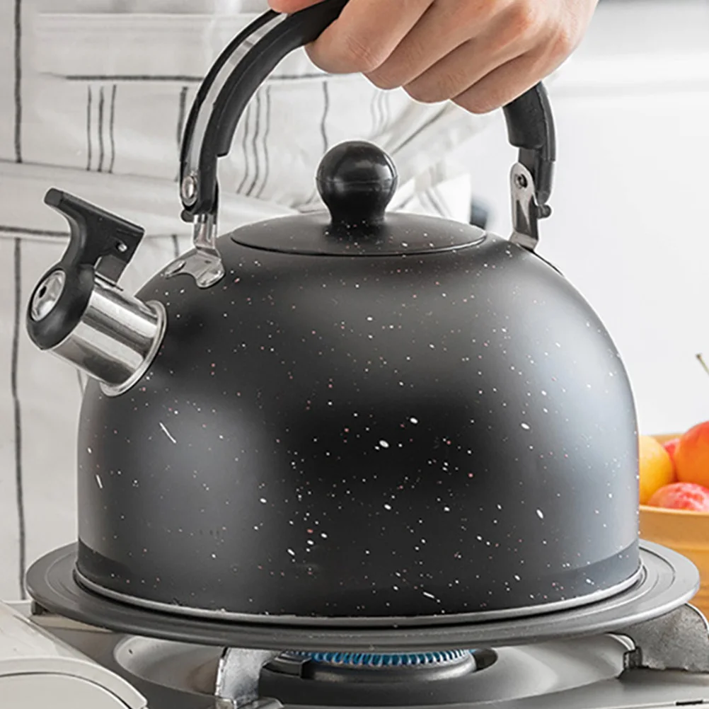 

Whistling Kettle 3L Black Stainless Steel Tea Pots Stovetop Boiling Water Jug Spray Point Kettle for Gas Stove Use