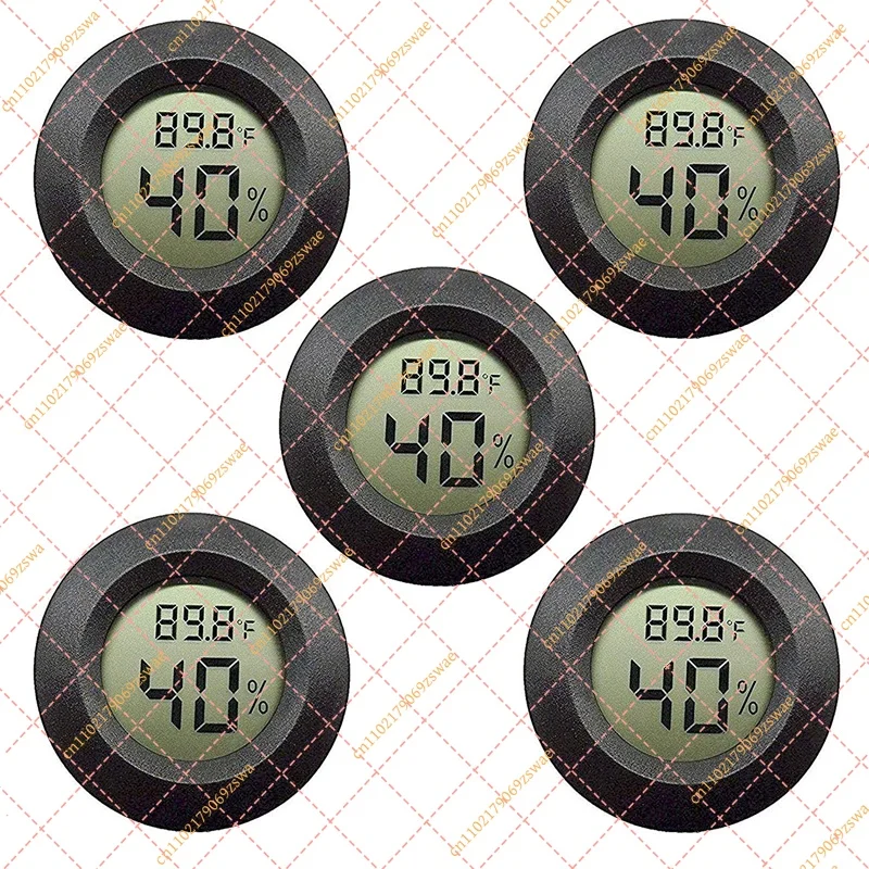 Digital LCD Humidity Temperature Gauge, 5-Pack Mini Hygrometer Thermometer for Humidifier Dehumidifier, Green