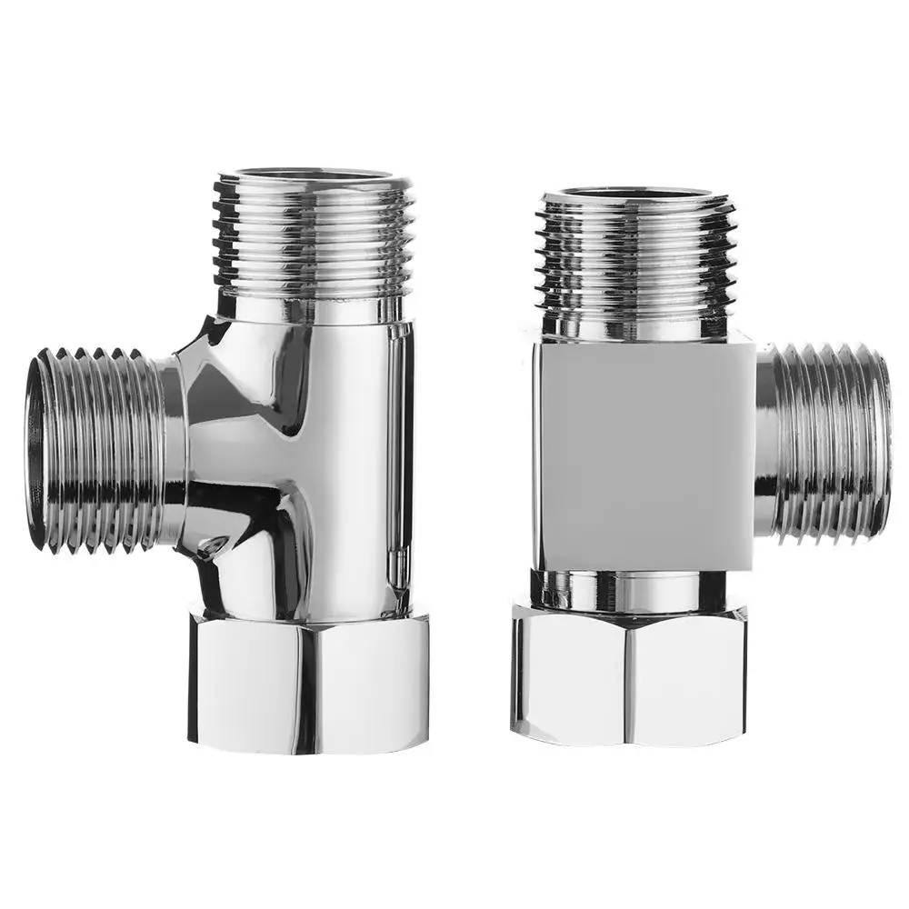 1/2 "3-drożny mosiężny chromowany przełącznik Separator wody w kształcie litery T Adapter do kranu zawór rozdzielacz wody z kranu zasilanie prysznica