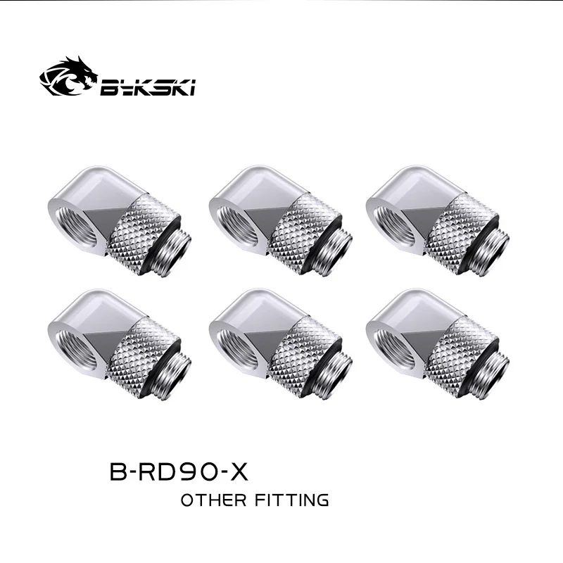 BYKSKI 4/6/8 szt. Adaptery obrotowe 90 stopni, obrotowe o 90 stopni złącza do chłodzenia wodnego, gwint G1/4'' B-RD90-X — zdjęcie produktu 4
