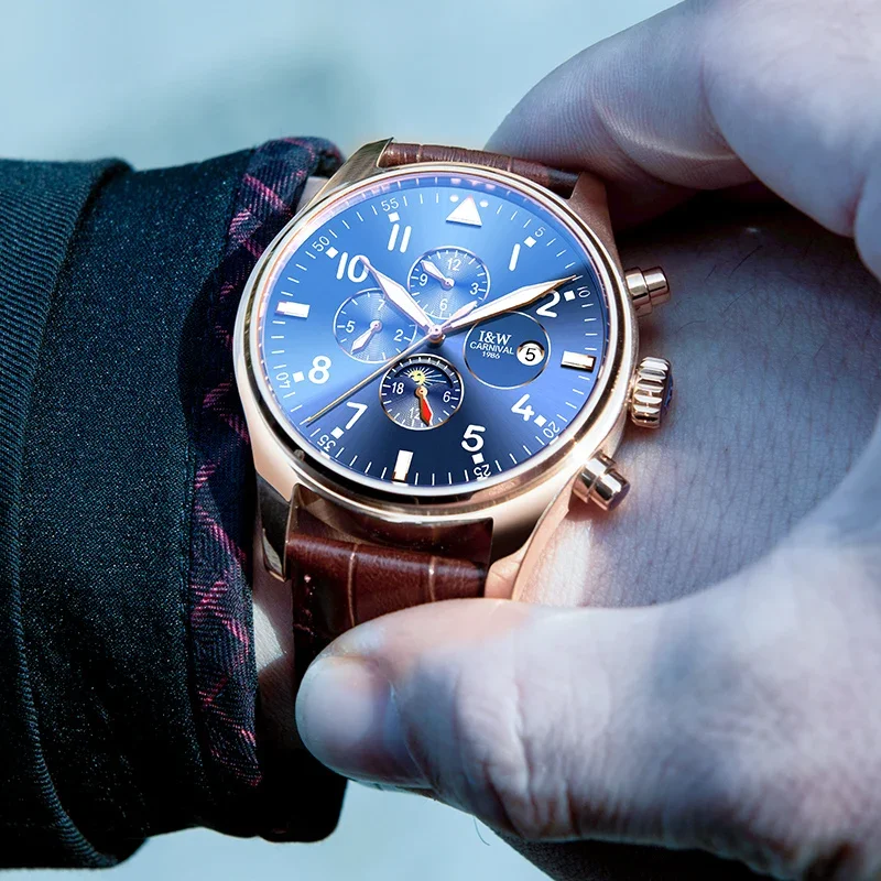 

IW Carnival Mechanical Wrist Watches Mechanical Movement Multi-functional Sapphire Mirror Luminous Waterproof Watch For Men