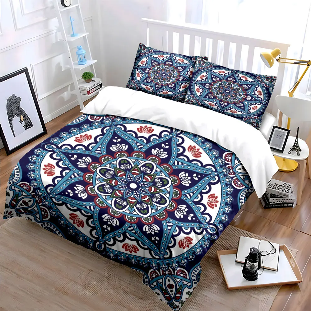 Mandala Print Tapestry Set Soft Skin-Friendly Bedding Set Includes 1 Duvet Cover And 2 Pillowcase, Gift