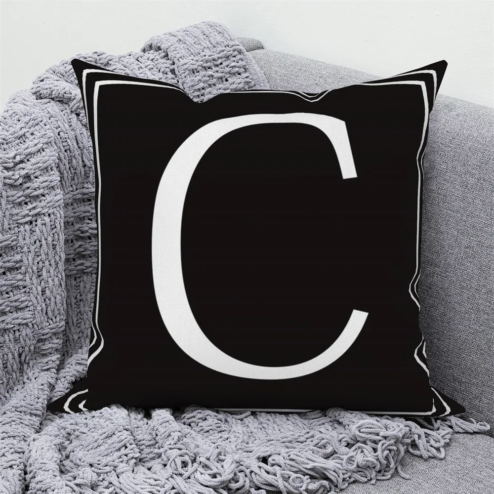 White English letters A-N Black Pillow Set bedroom Living room Living room Soft Decoration Pillow pillow covers decorative