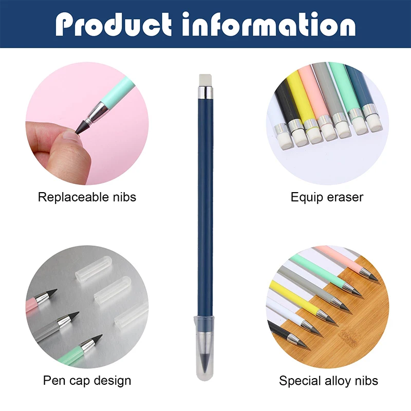 14Pcs Inkless Pencil Everlasting Pencil Infinity Reusable Pencils for Writing Drawing Office School Supplies