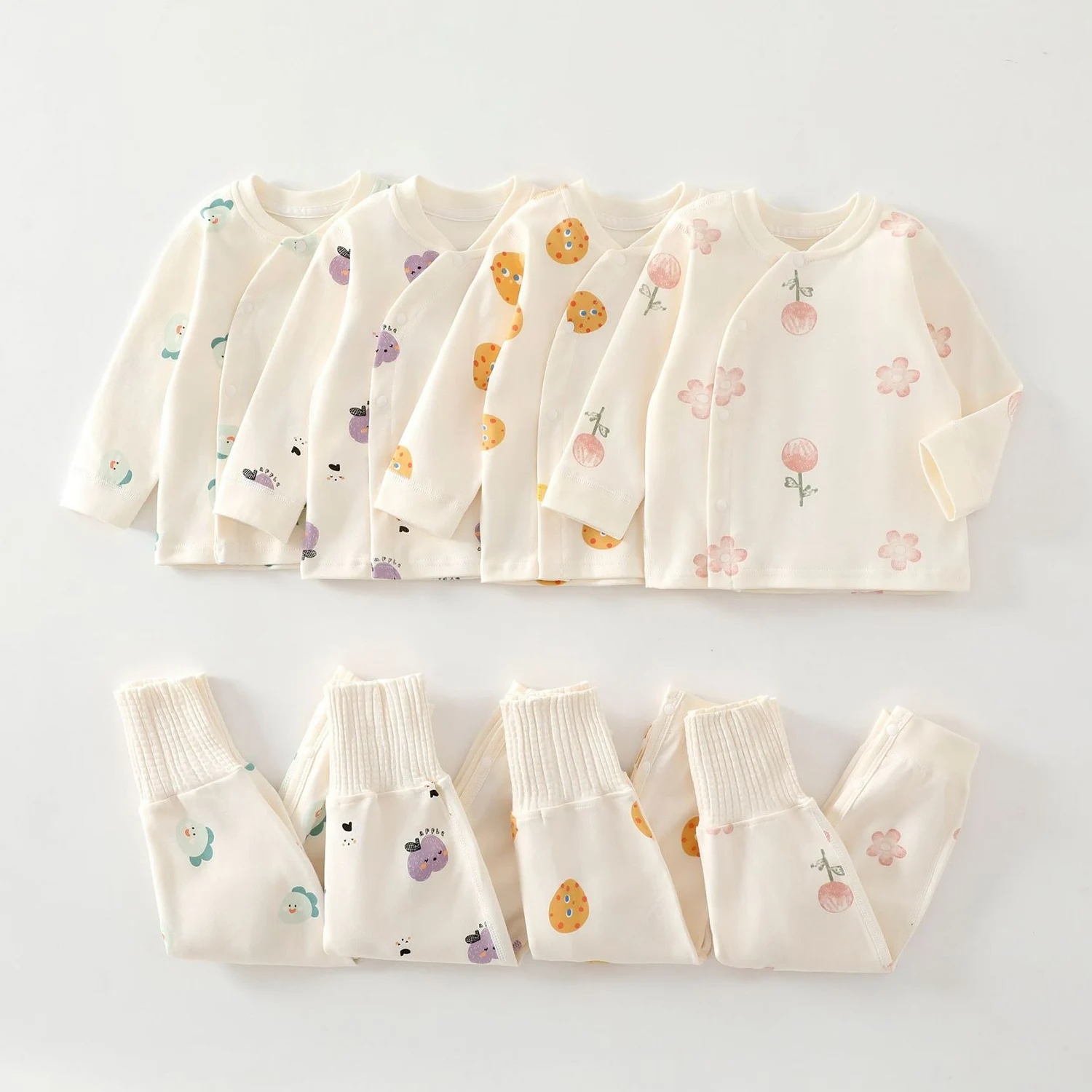 Ircomll Autumn Winter Thermal Underwear Suit Coat+Pants Cartoon Print Cotton Newborn Baby Clothing Sets Boys Girls Pajama Sets
