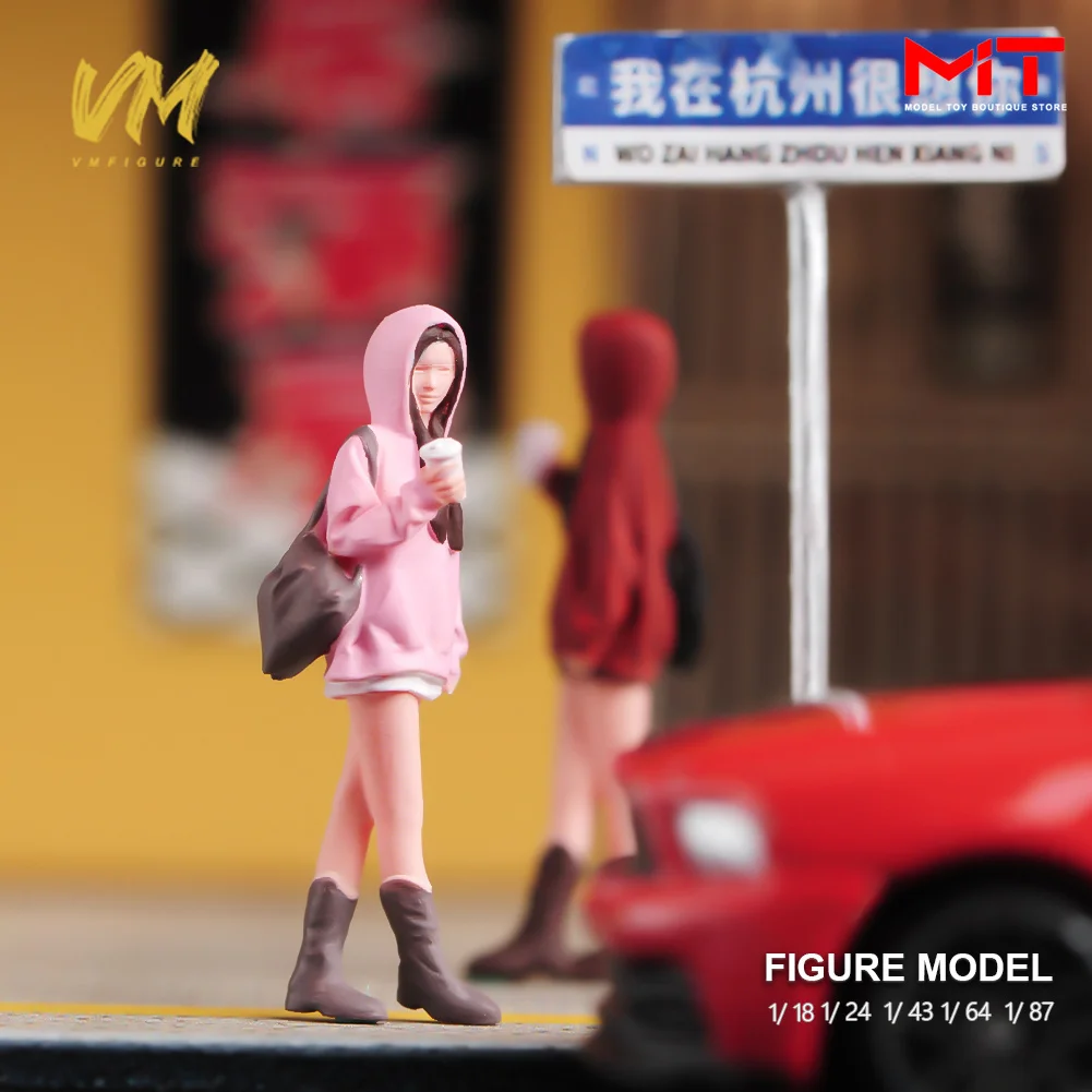 Окрашенная миниатюра 1/87 1/64 1/43 1/24 1/18 Красота девушек в виде толстовки, фигурка диорамы, кукла, креативный реквизит для сцены, модель из смолы