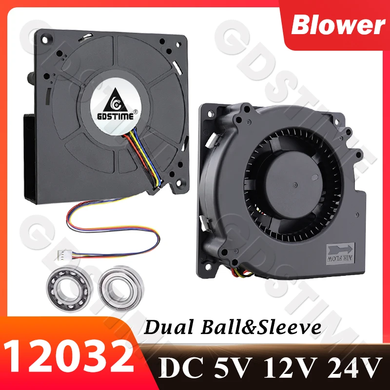 Gdstime 12032 120mm Blower Fan DC 24V 12V 5V Cooling Fan 4PIN USB 120x32mm Turbo Blower Ball/Oil BBQ Cooler 2PIN Centrifugal Fan