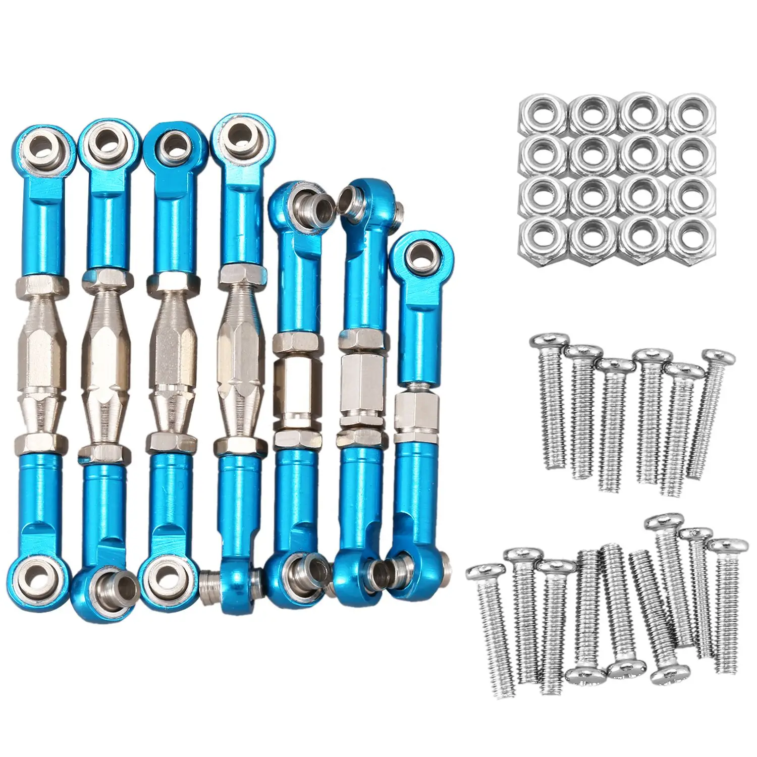 【CYBER MONDAY】for 144001 1/14 RC Car Spare Parts Metal Linkage Servo Pull Rod Steering Tie Rod Set,Blue