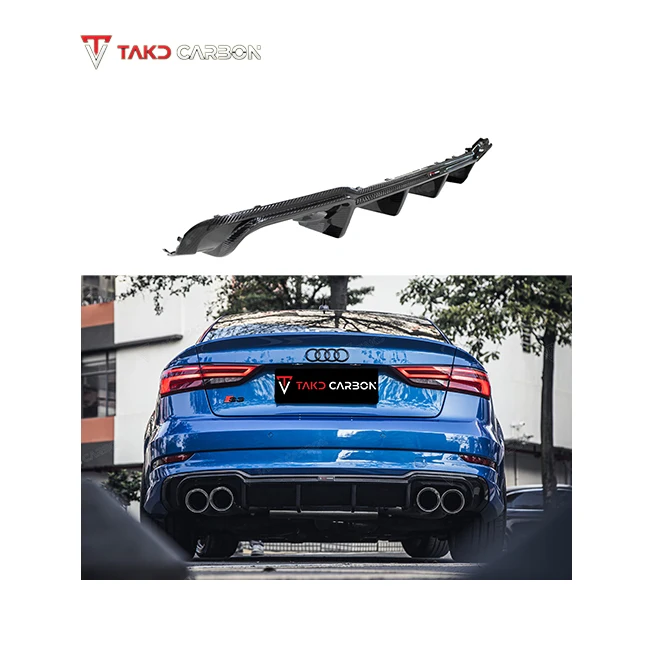 All-Dry Carbon Fiber Sedan Car universal rear spoilers Rear Bumper Lip Diffuser For AUDI A3 S3 Sedan 2017-2019